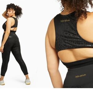 Wolf and Whistle Wet Black Leopard Racer Back Bralette- NWT